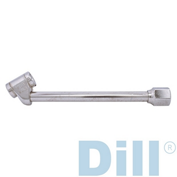 Dill 6172-USA, 6” Angle Air Chuck for Inner Dually Wheels with Bent Valves Chrome. (USA)